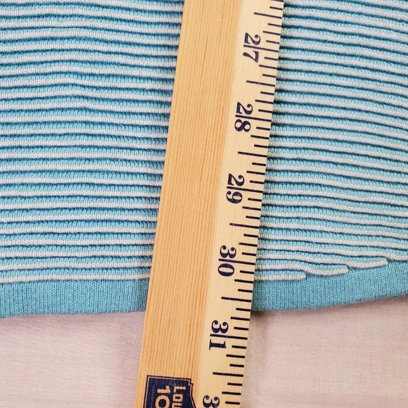 Soft Surroundings Corcovado Zip Sweater Womens Medium Blue White Ribbed Long - Picture 8 of 16